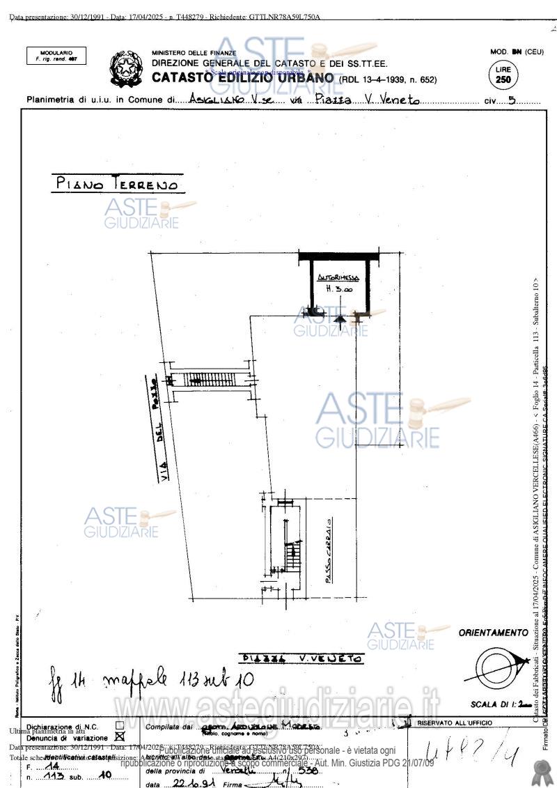 Planimetria del bene