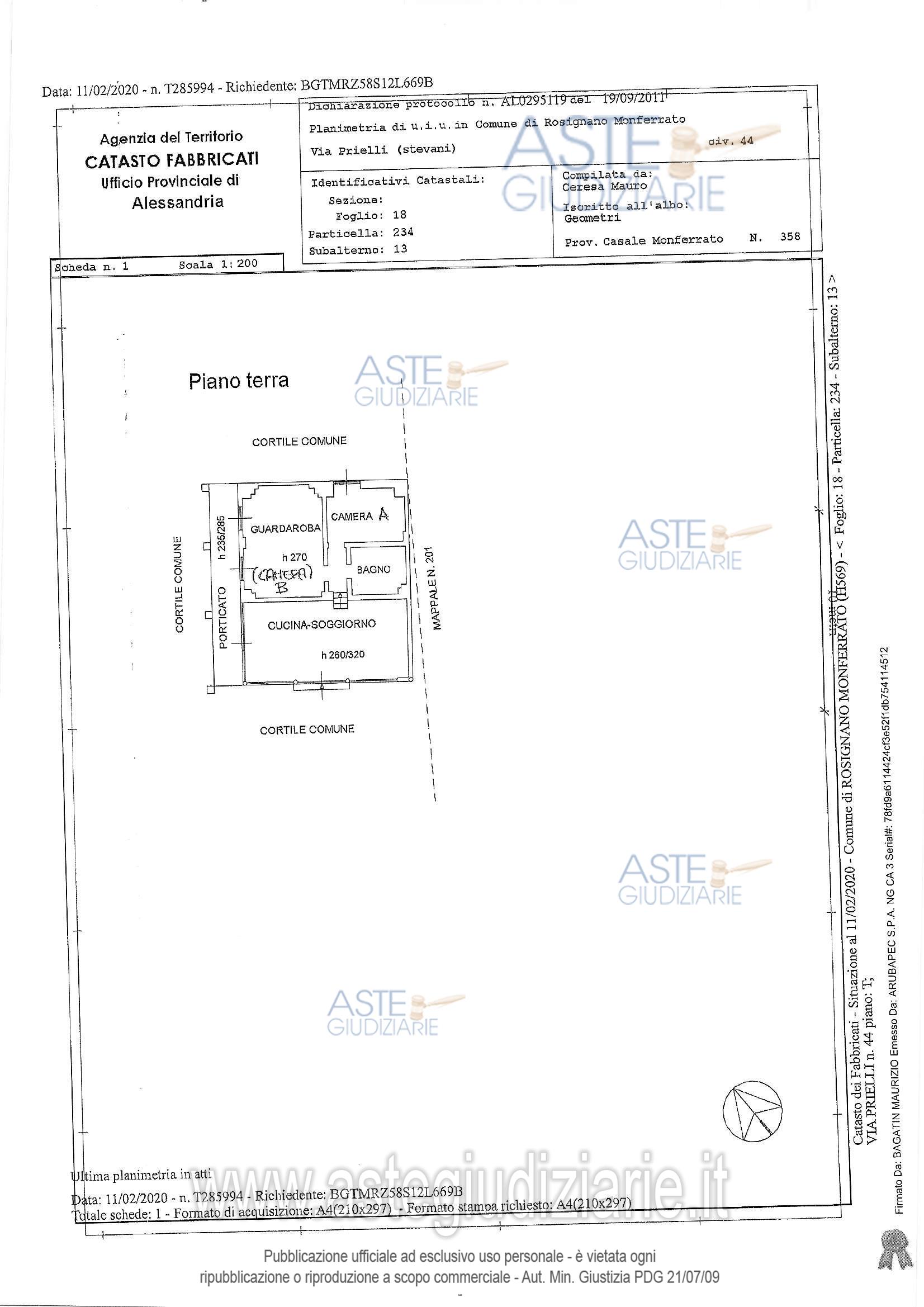 Planimetria del bene
