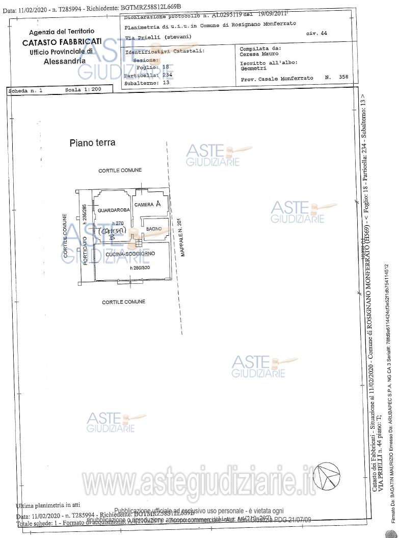 Planimetria del bene
