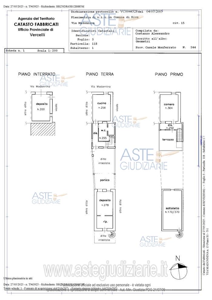 Planimetria del bene