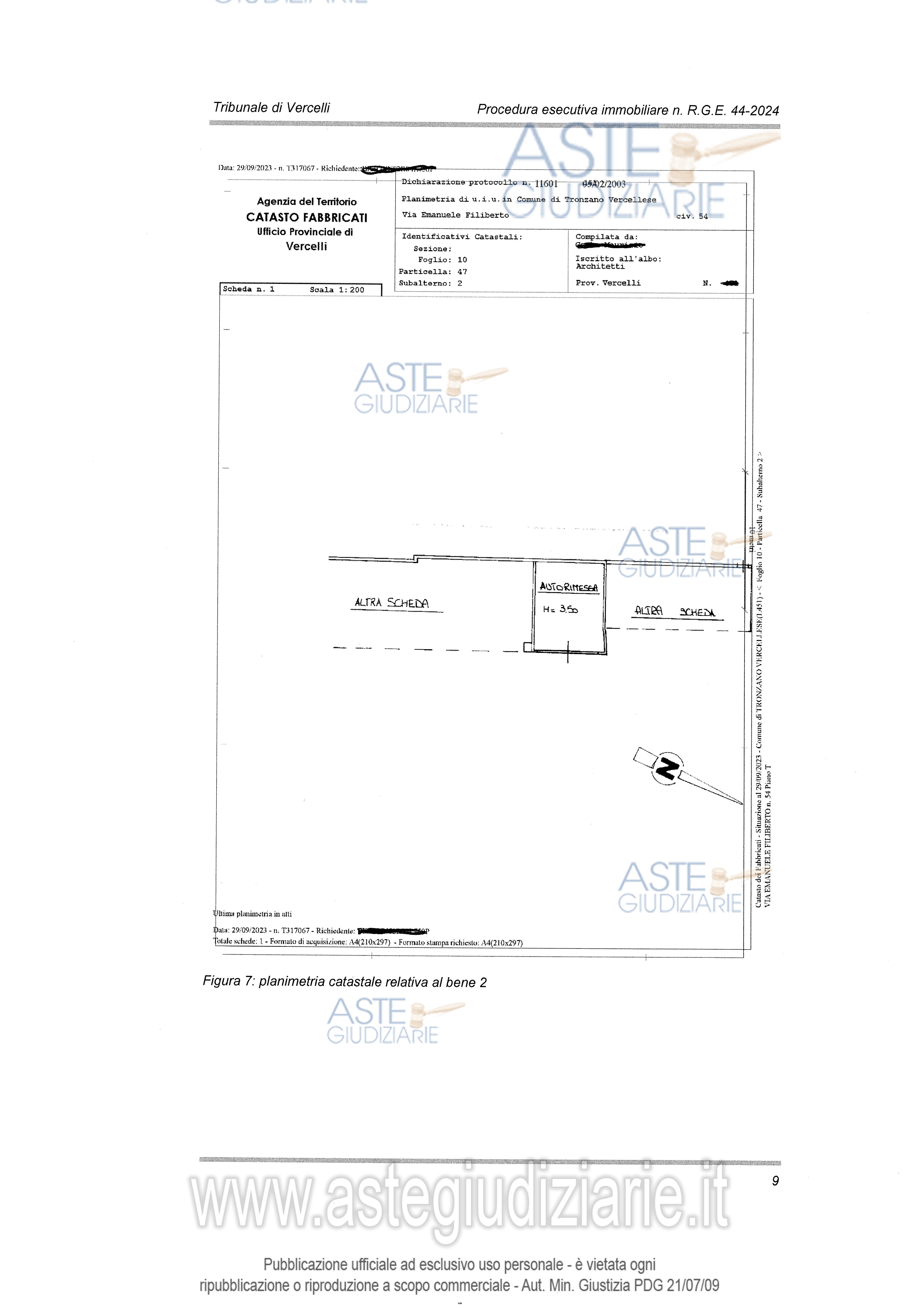Planimetria del bene