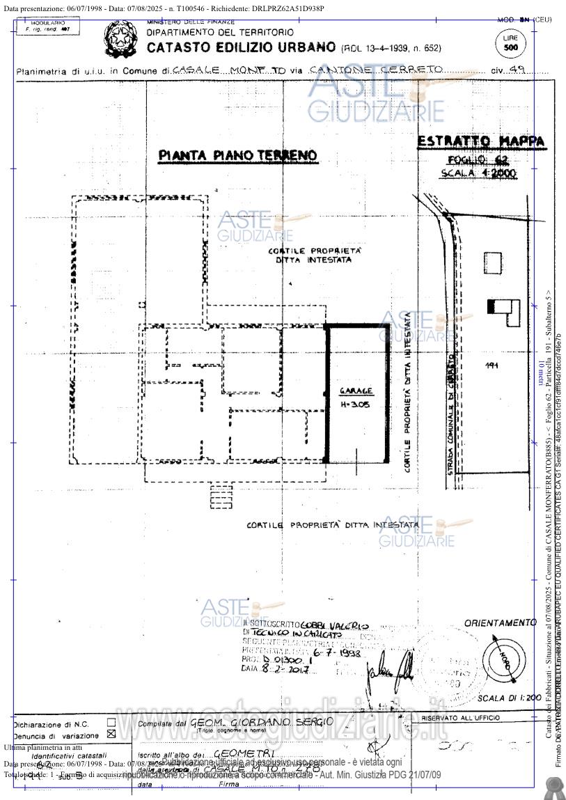 Planimetria del bene