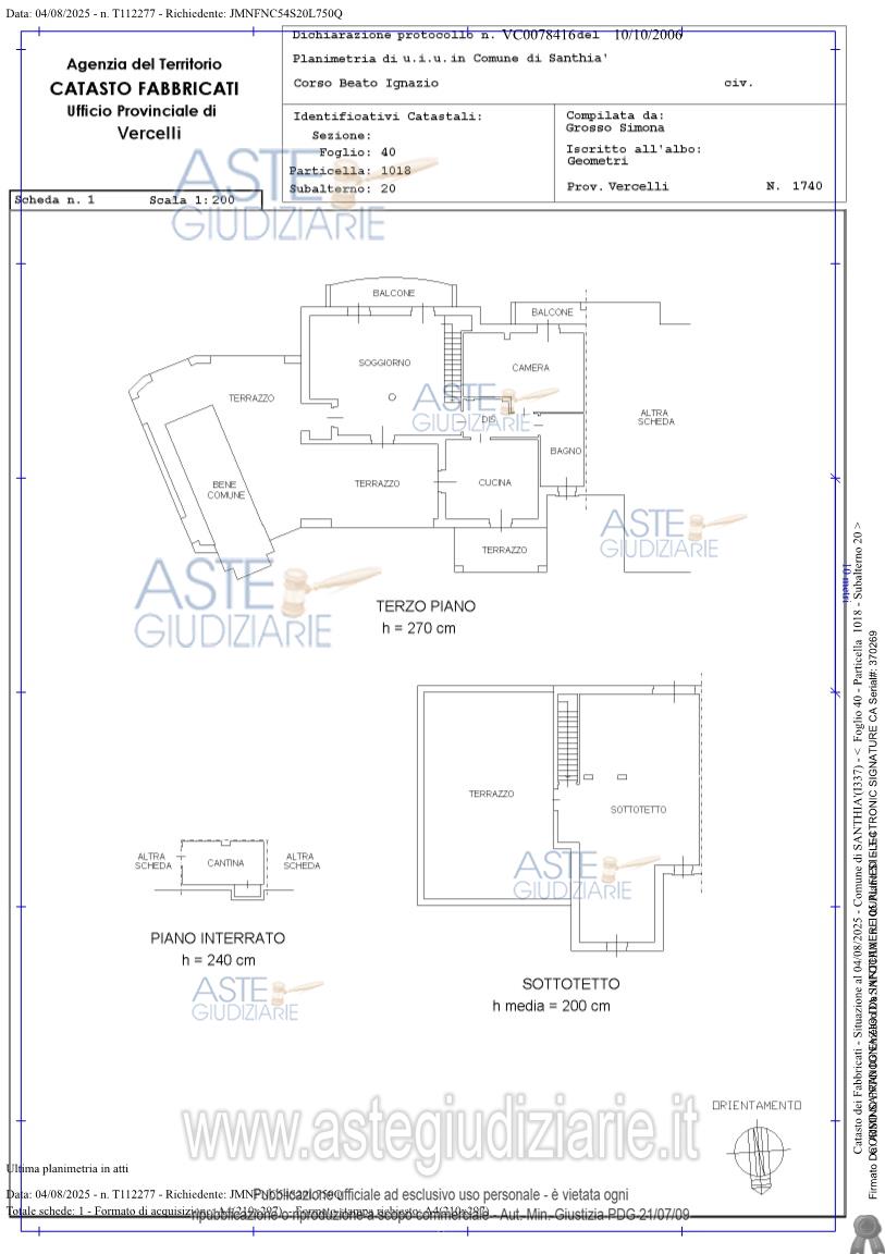 Planimetria del bene