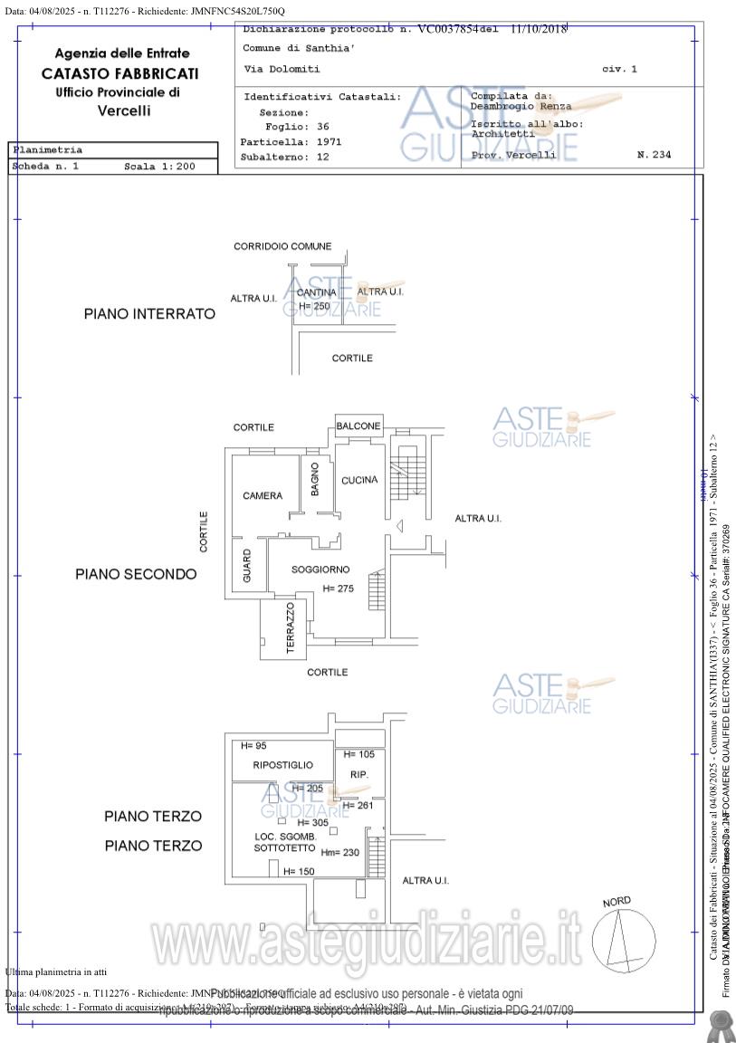 Planimetria del bene