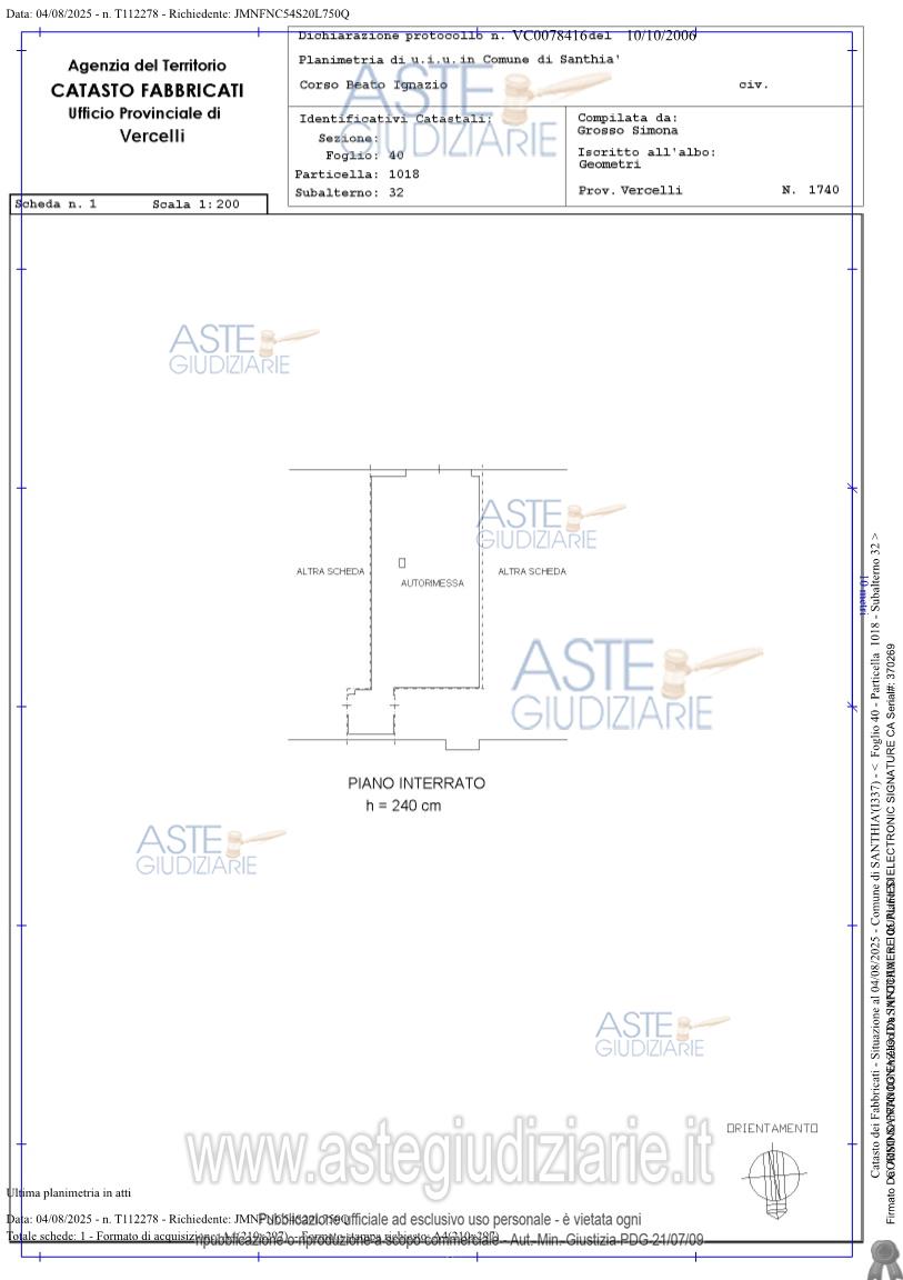 Planimetria del bene
