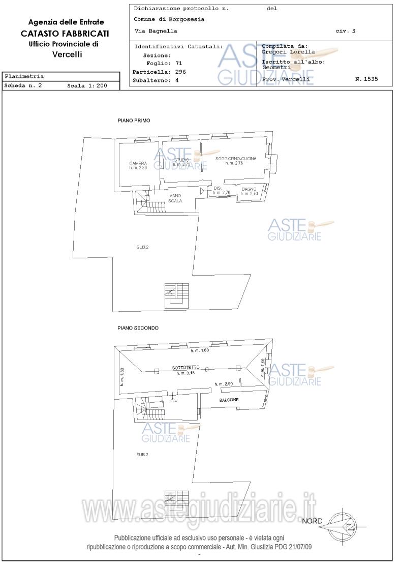 Planimetria del bene