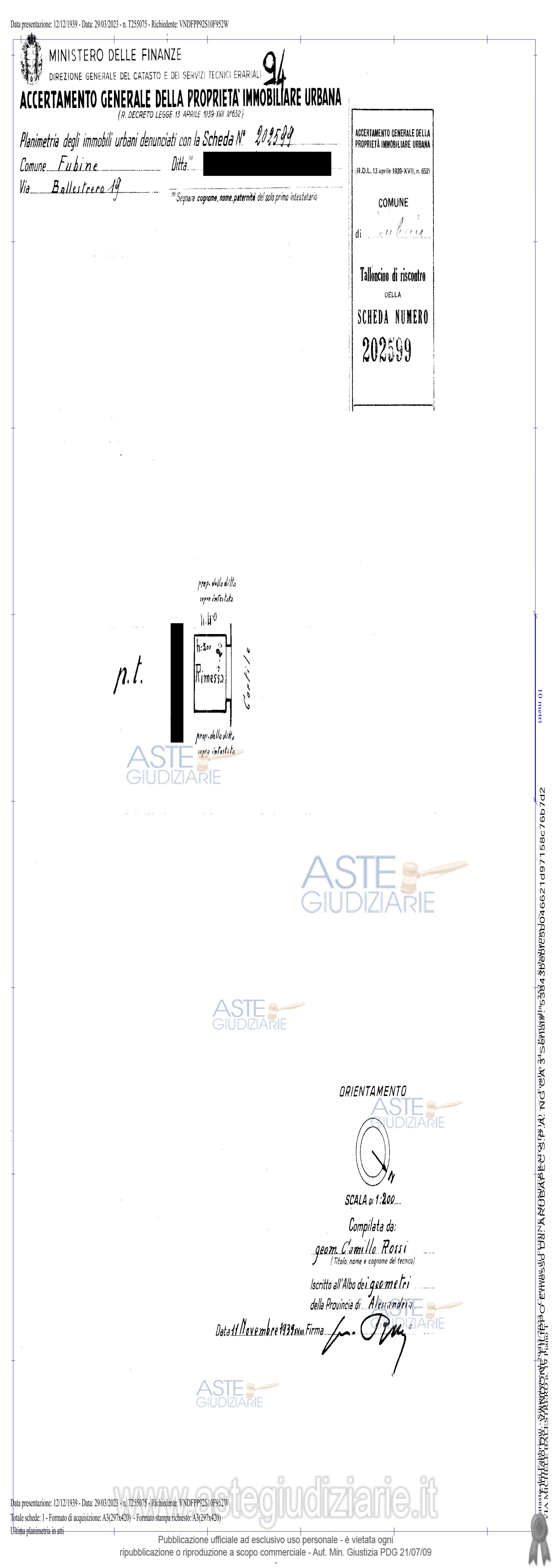 Planimetria del bene