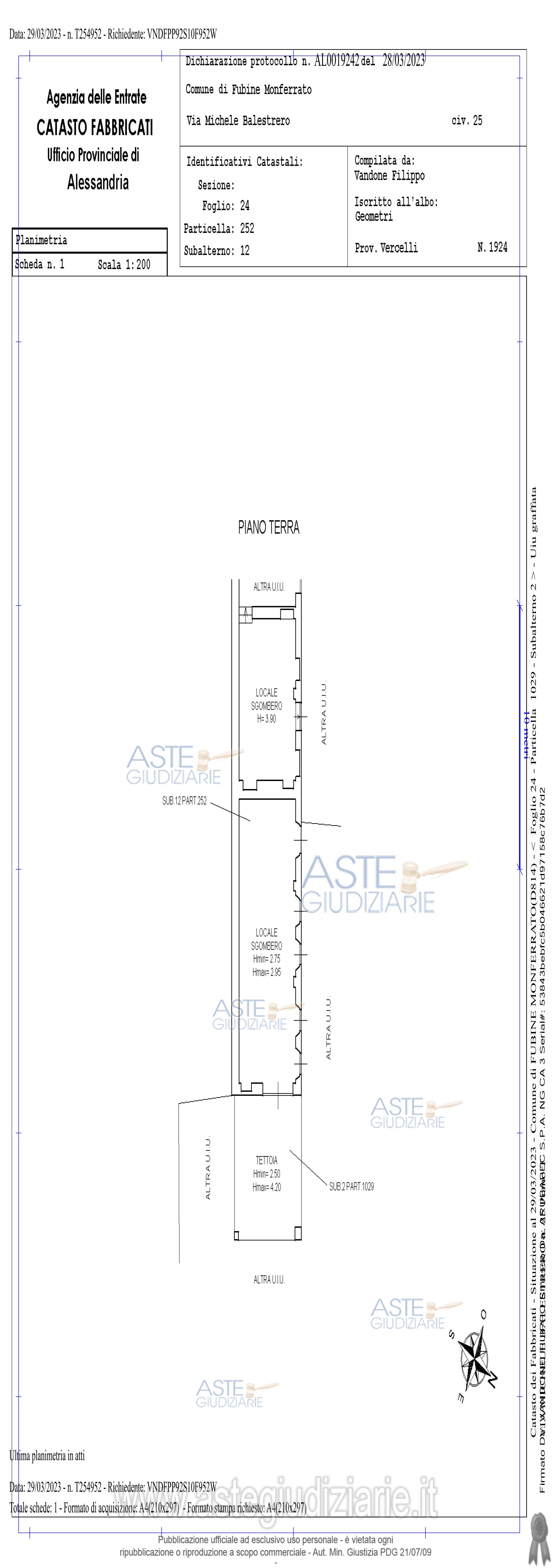 Planimetria del bene