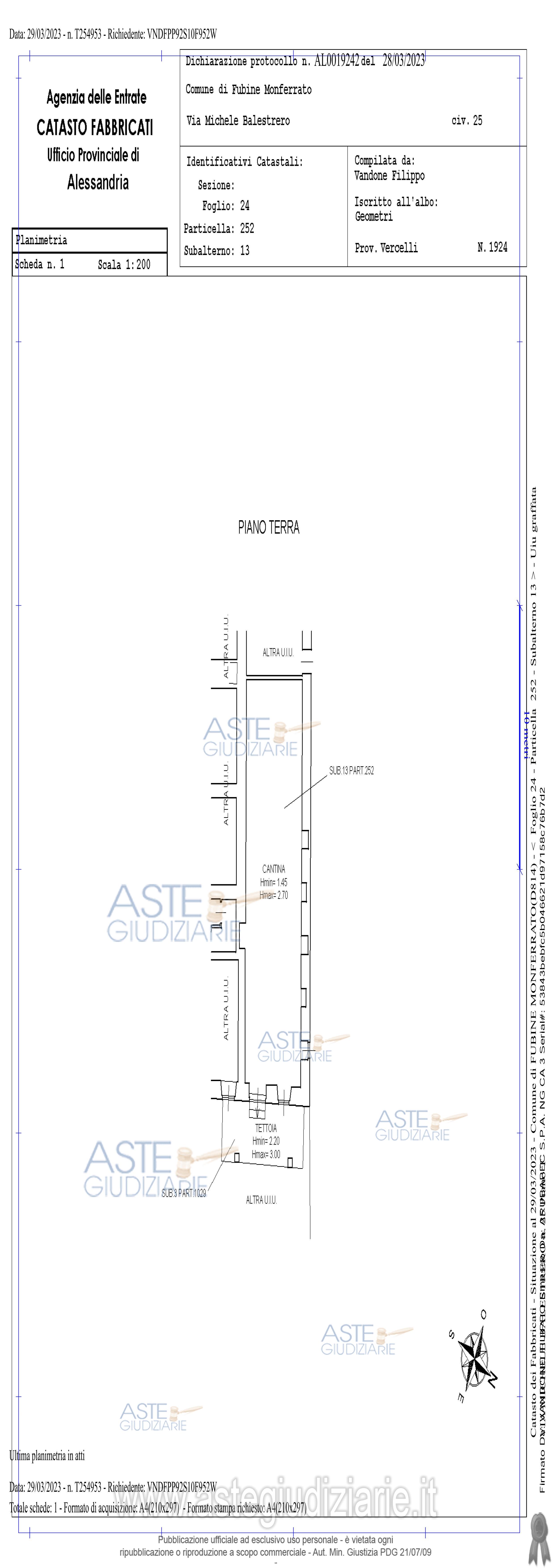 Planimetria del bene