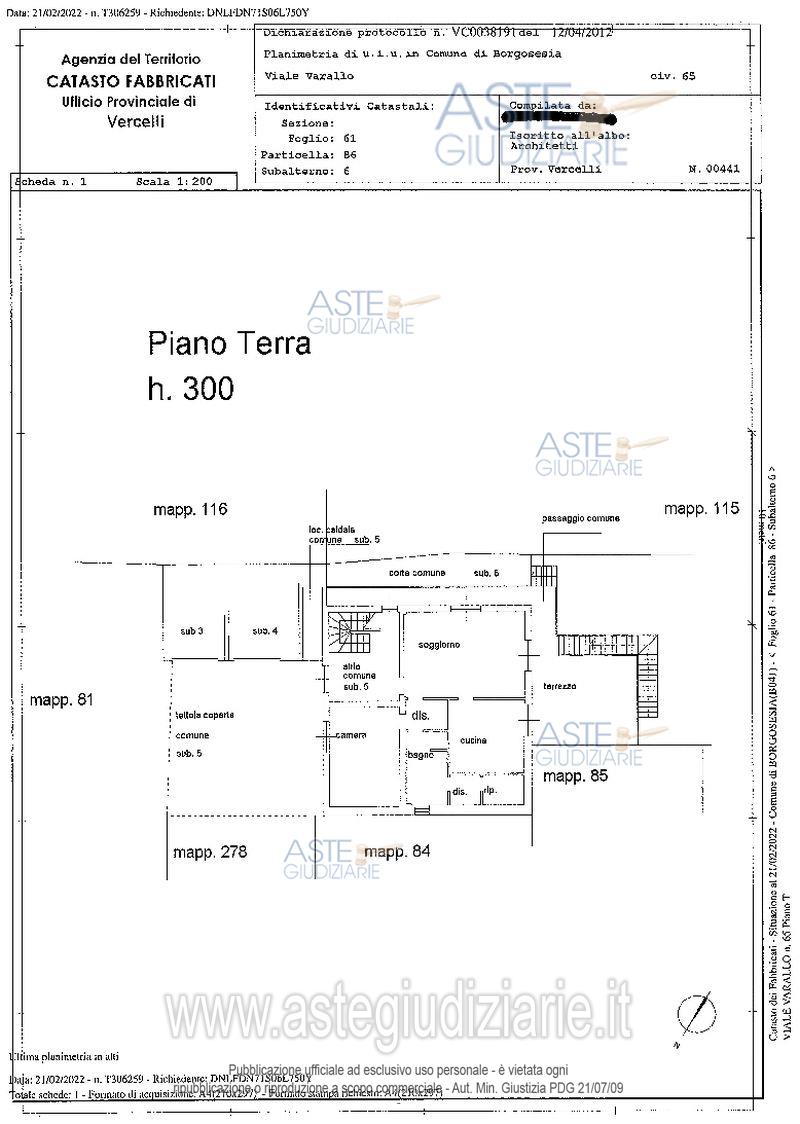 Planimetria del bene