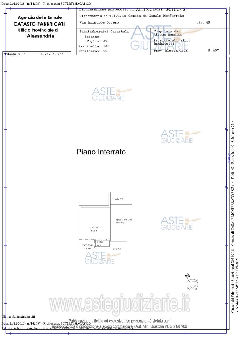 Planimetria del bene