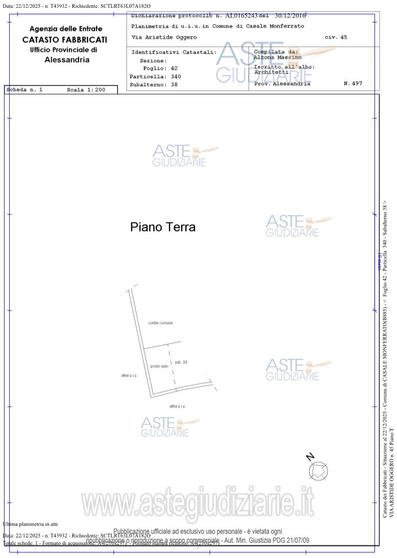 Planimetria del bene