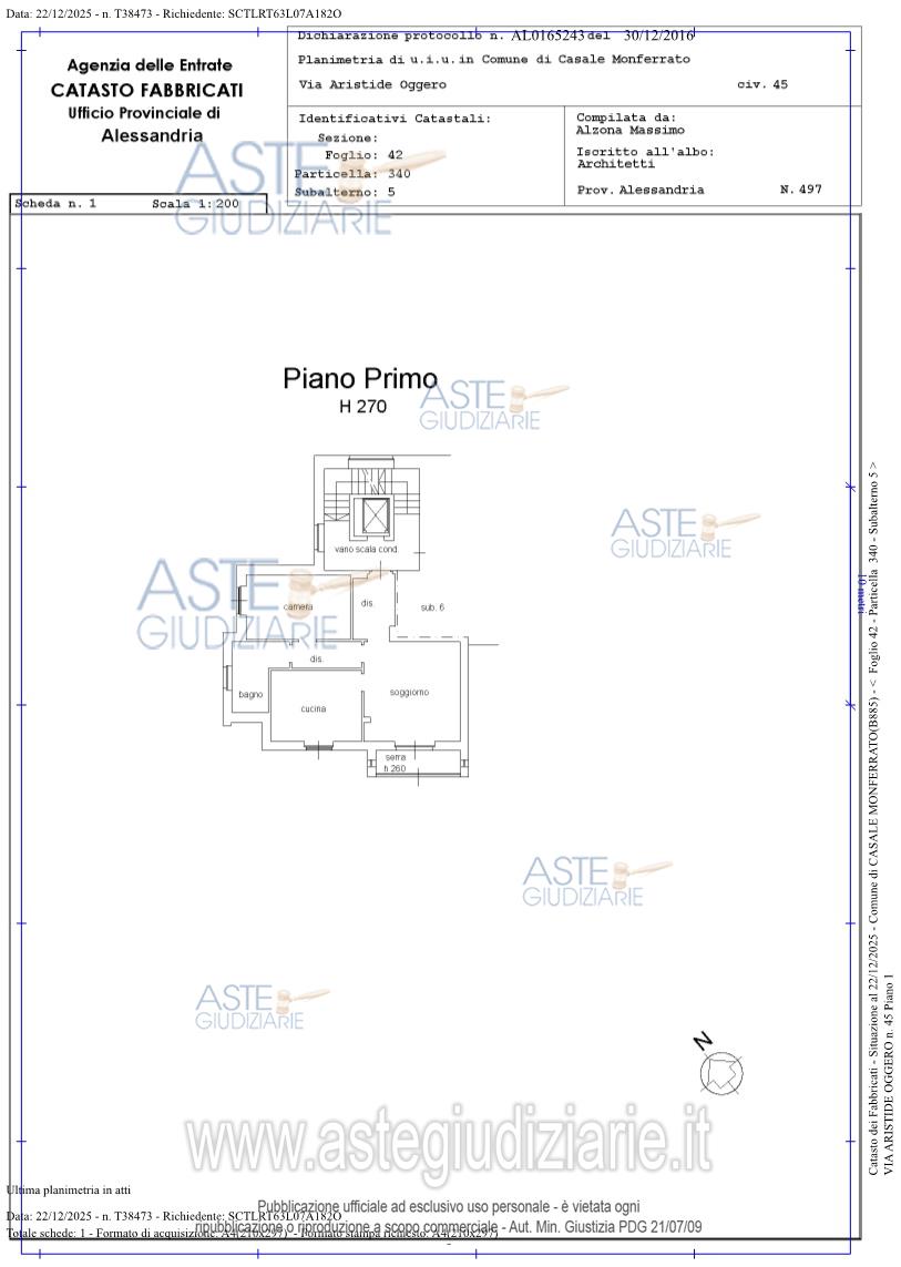 Planimetria del bene