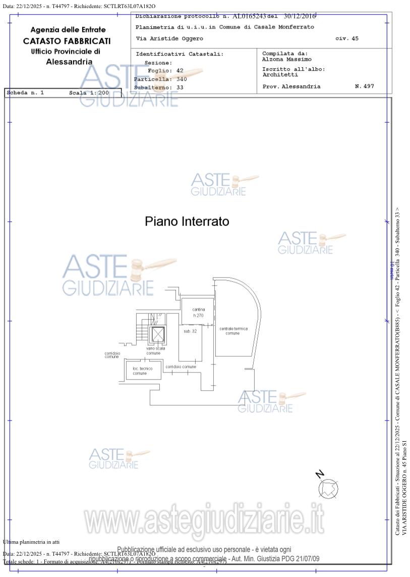 Planimetria del bene