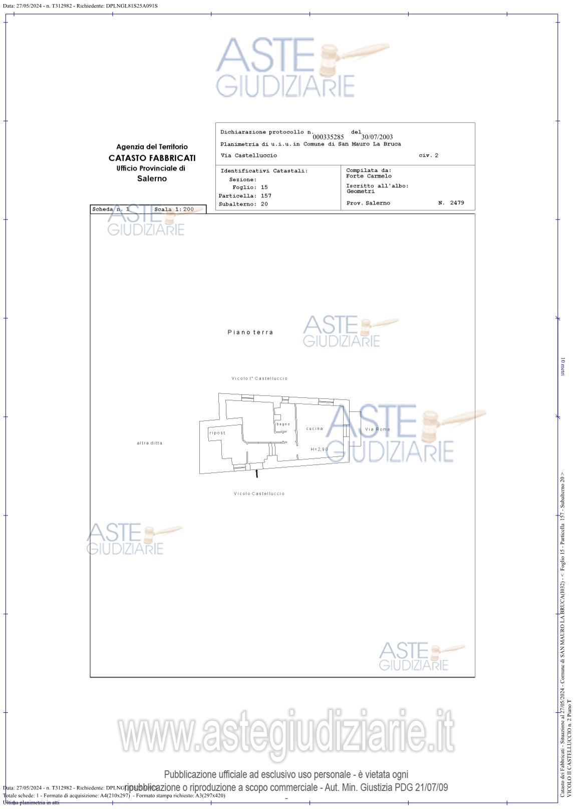 Planimetria del bene