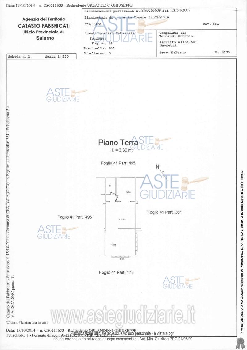 Planimetria del bene