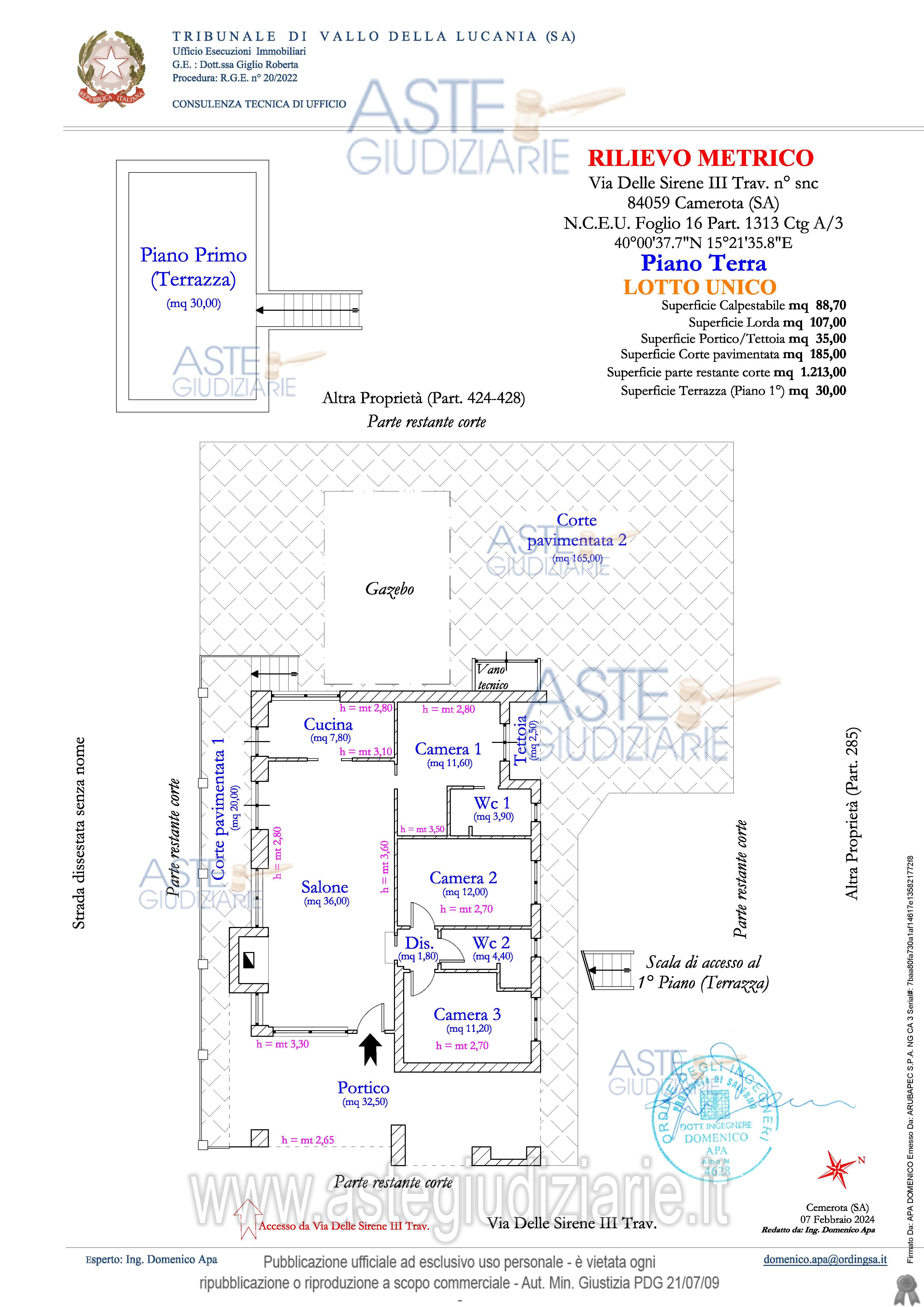 Planimetria del bene