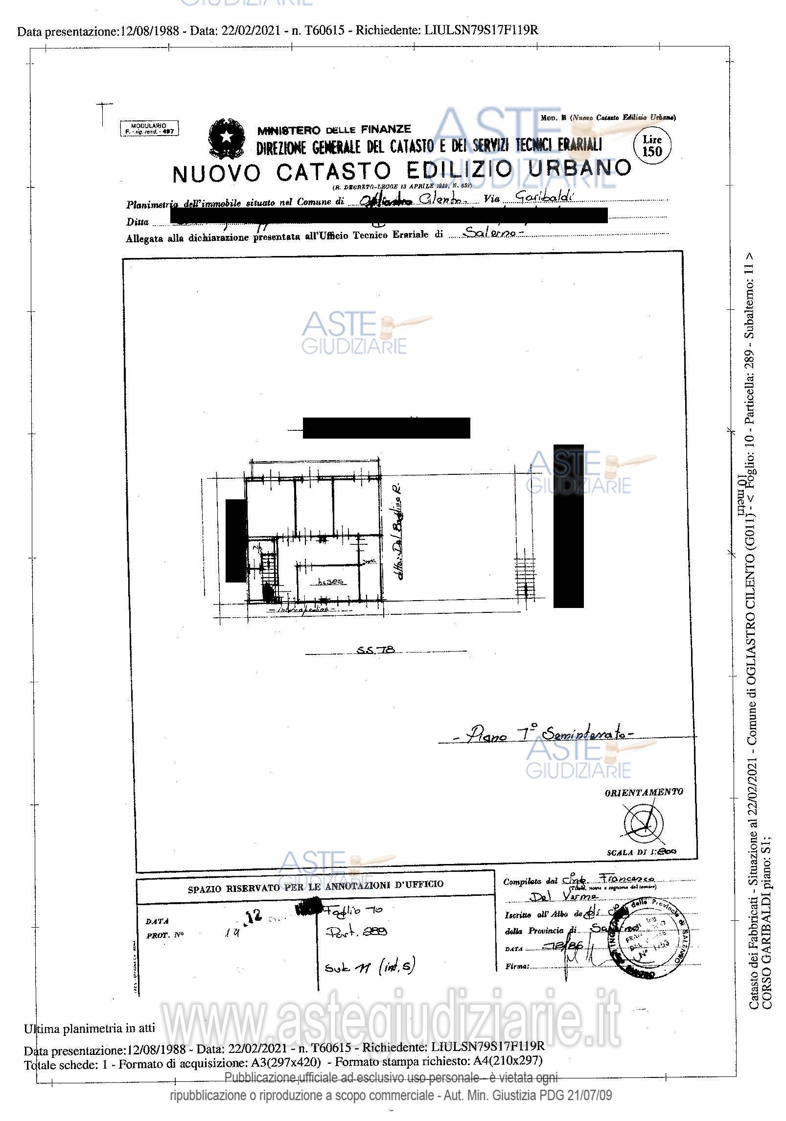 Planimetria del bene