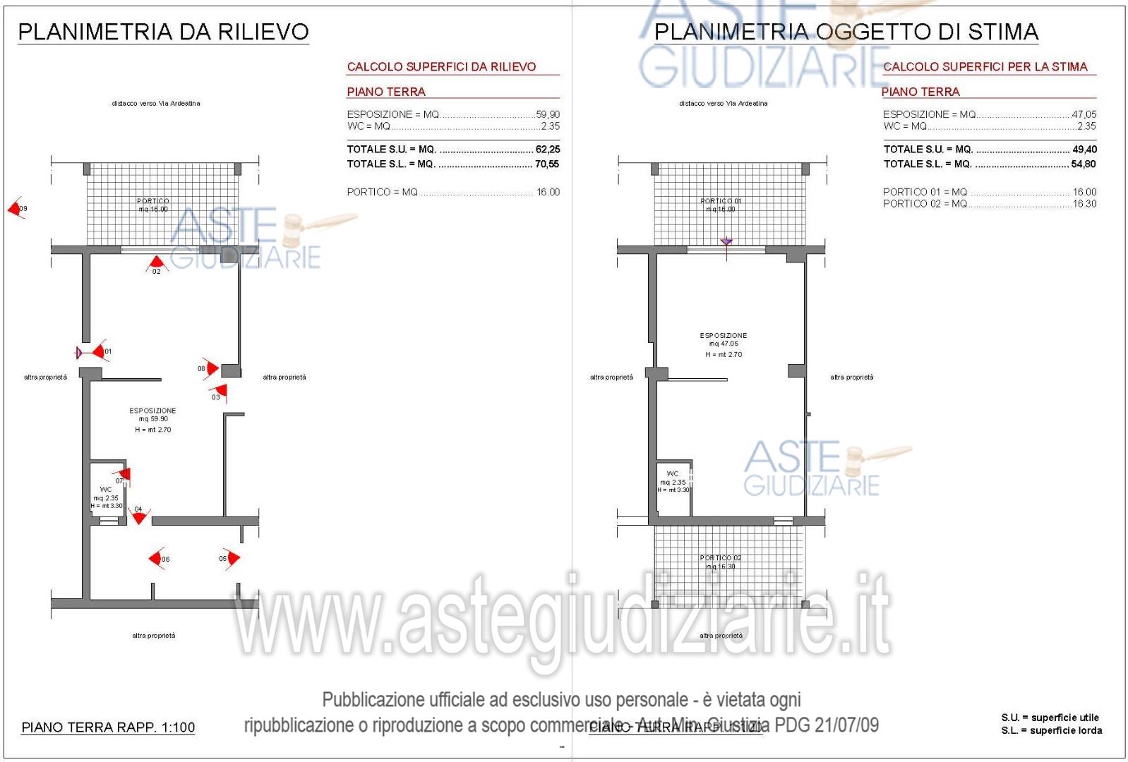 Planimetria del bene