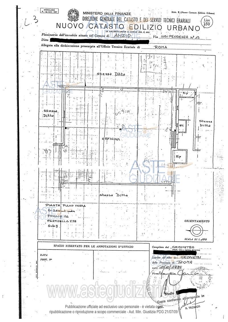 Planimetria del bene