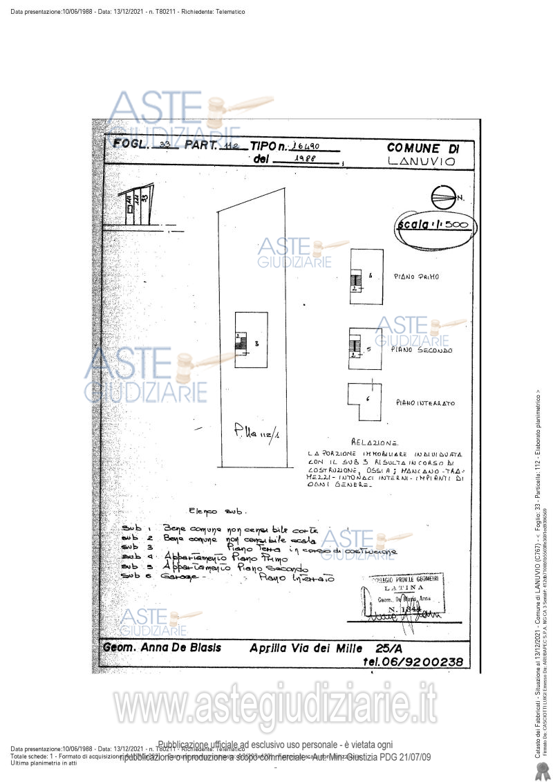 Planimetria del bene