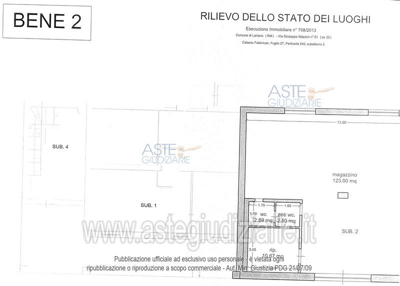 Planimetria del bene