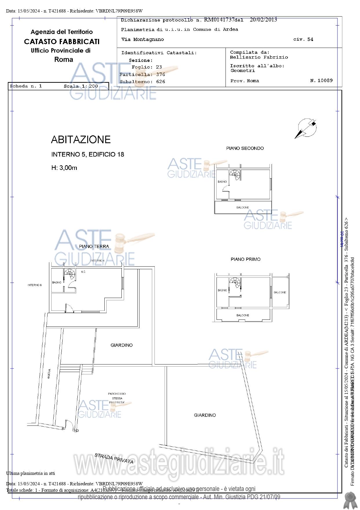 Planimetria del bene