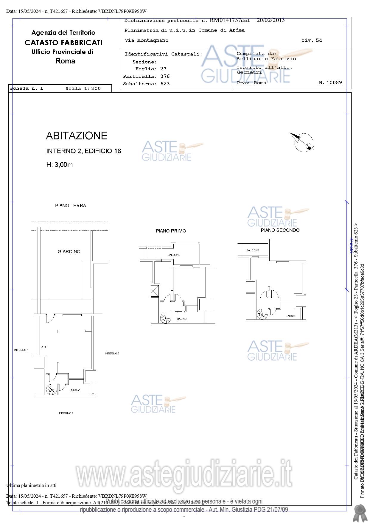 Planimetria del bene