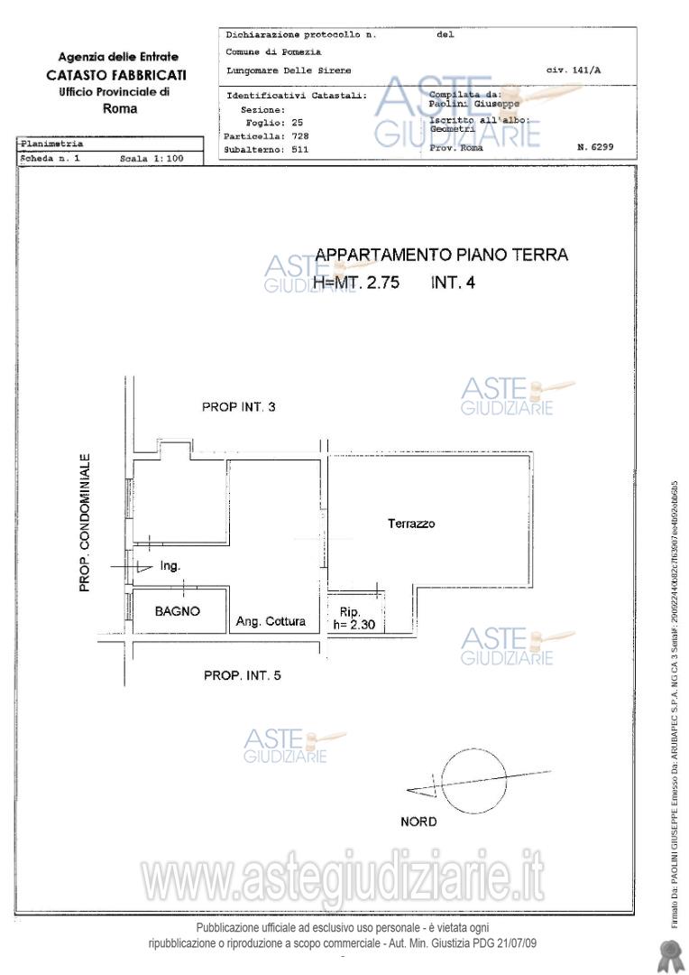 Planimetria del bene