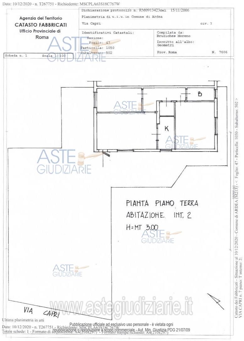 Planimetria del bene