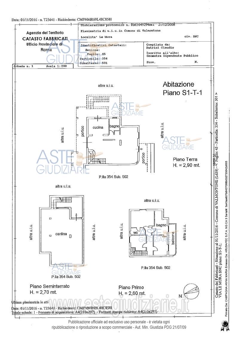 Planimetria del bene