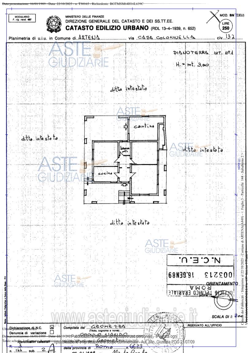 Planimetria del bene
