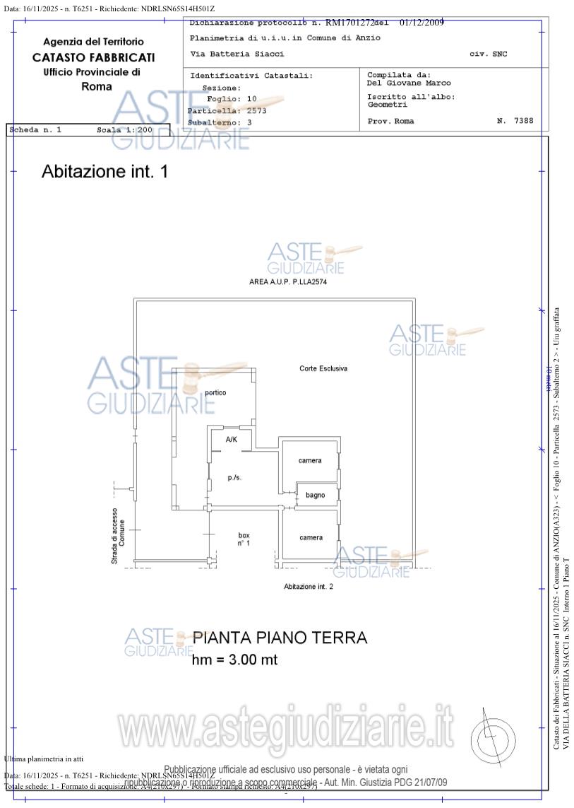 Planimetria del bene
