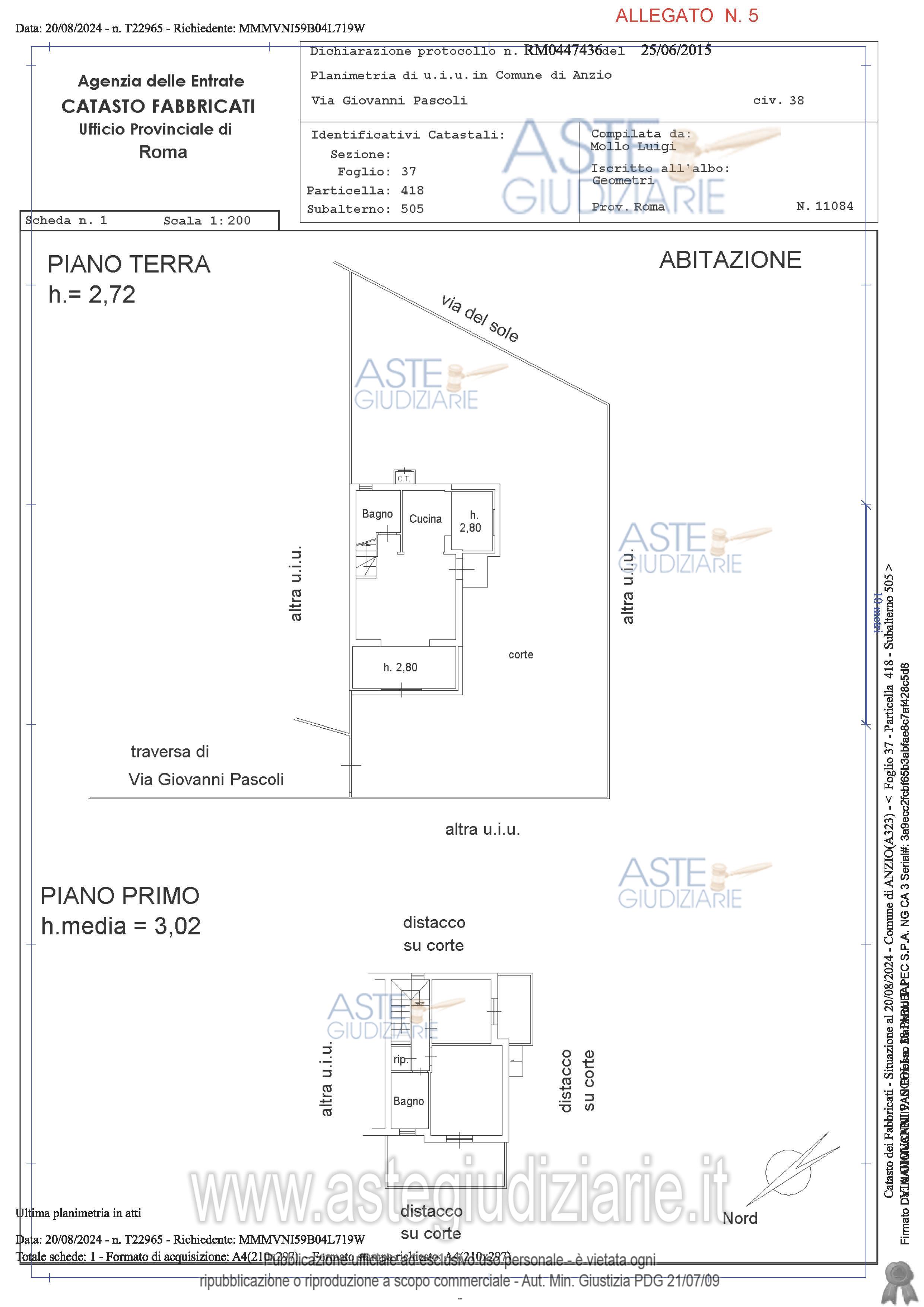 Planimetria del bene