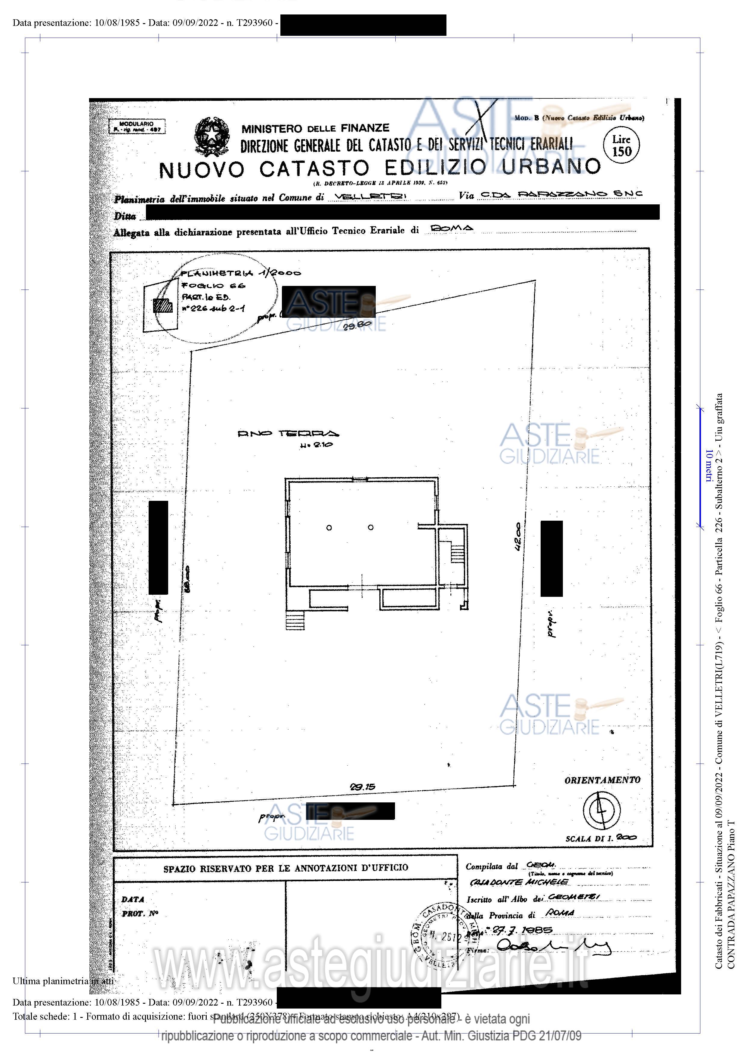 Planimetria del bene