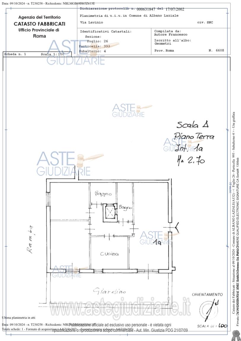 Planimetria del bene