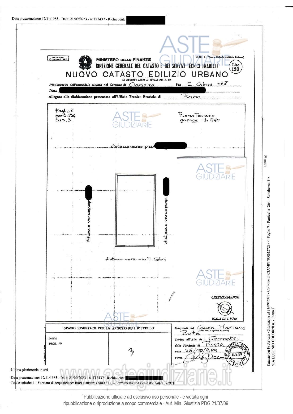 Planimetria del bene