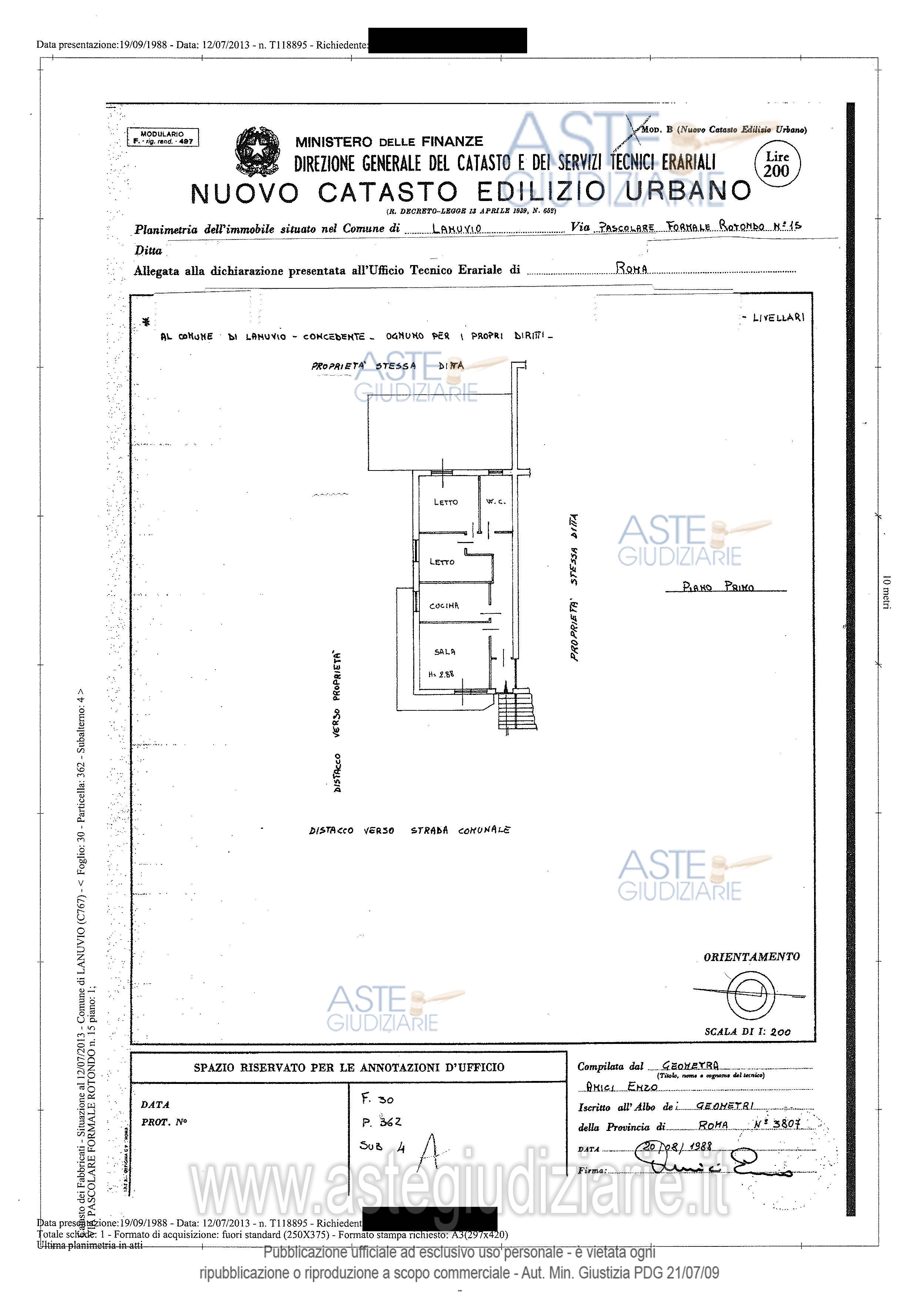 Planimetria del bene