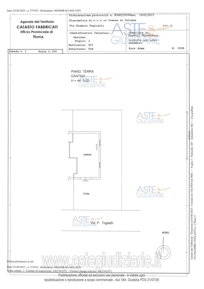 Planimetria del bene
