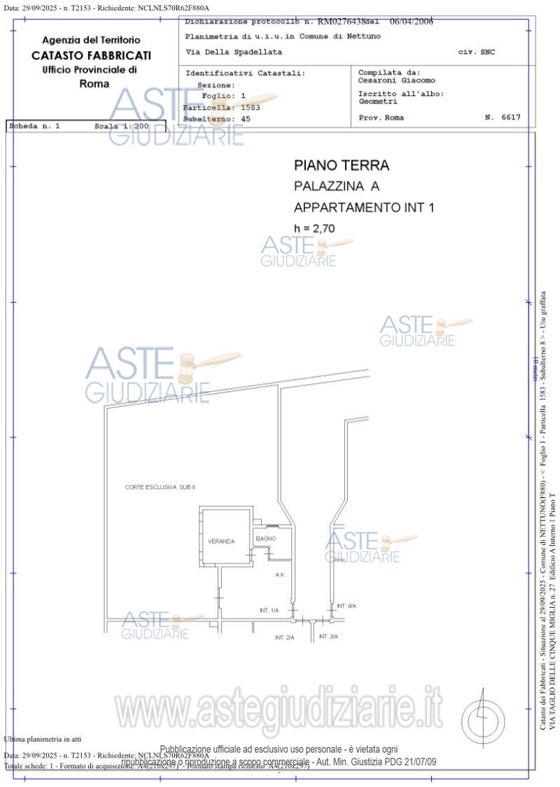 Planimetria del bene