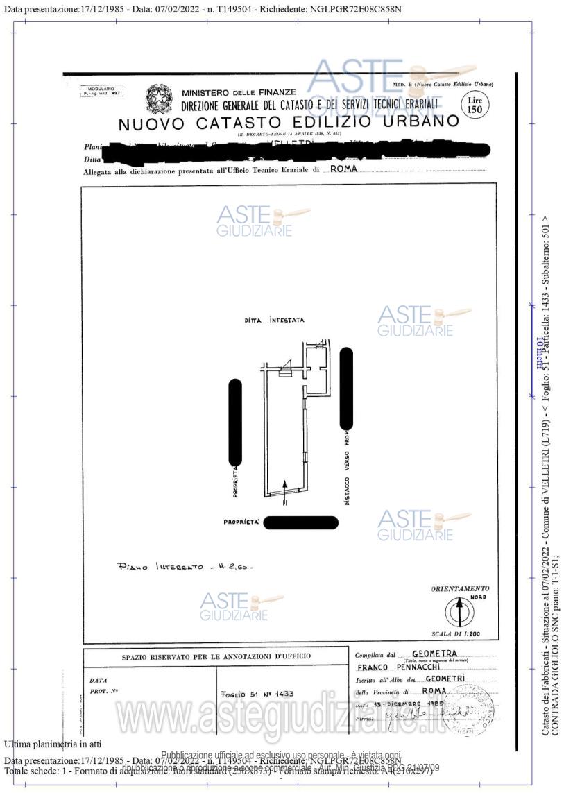 Planimetria del bene