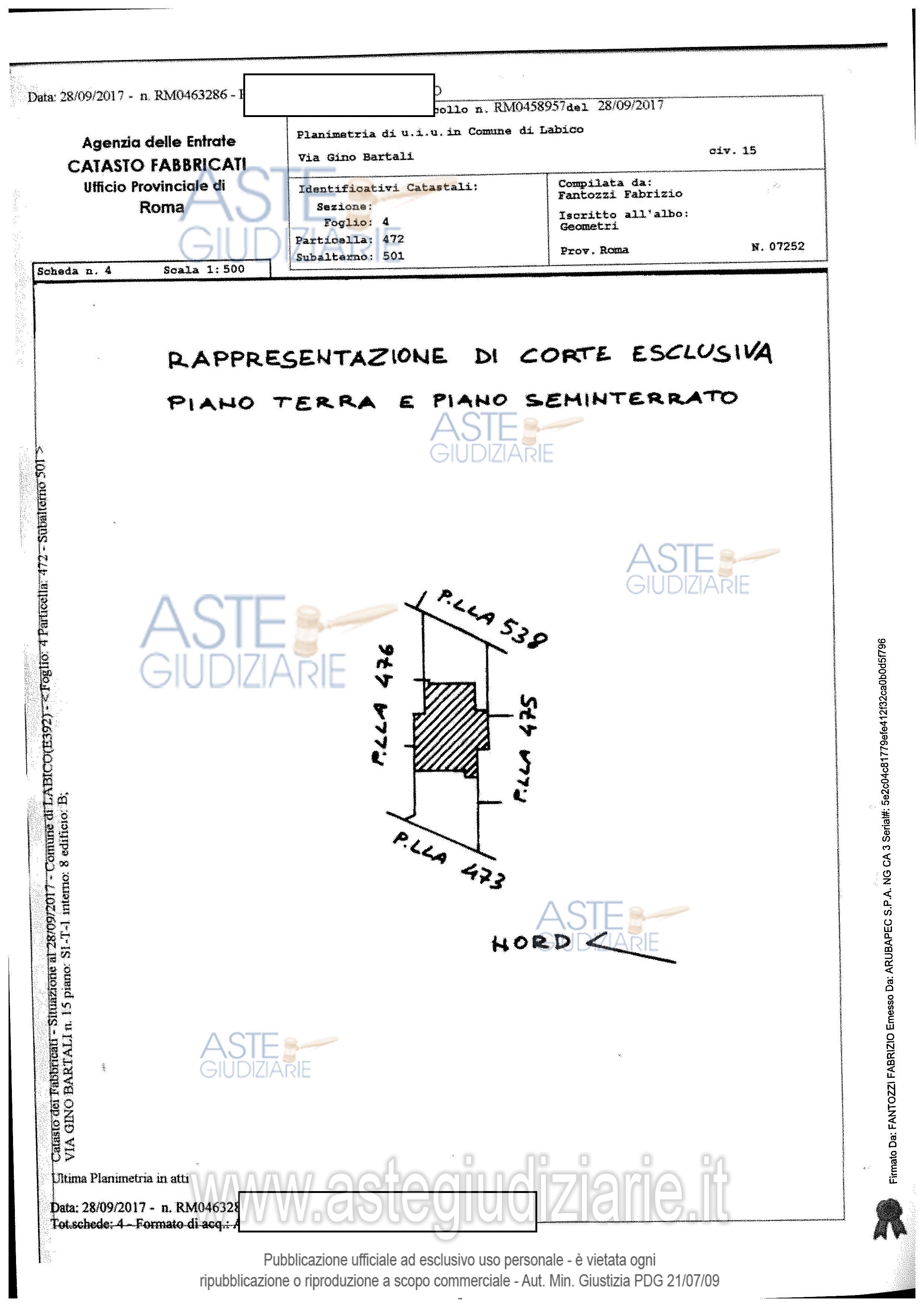 Planimetria del bene