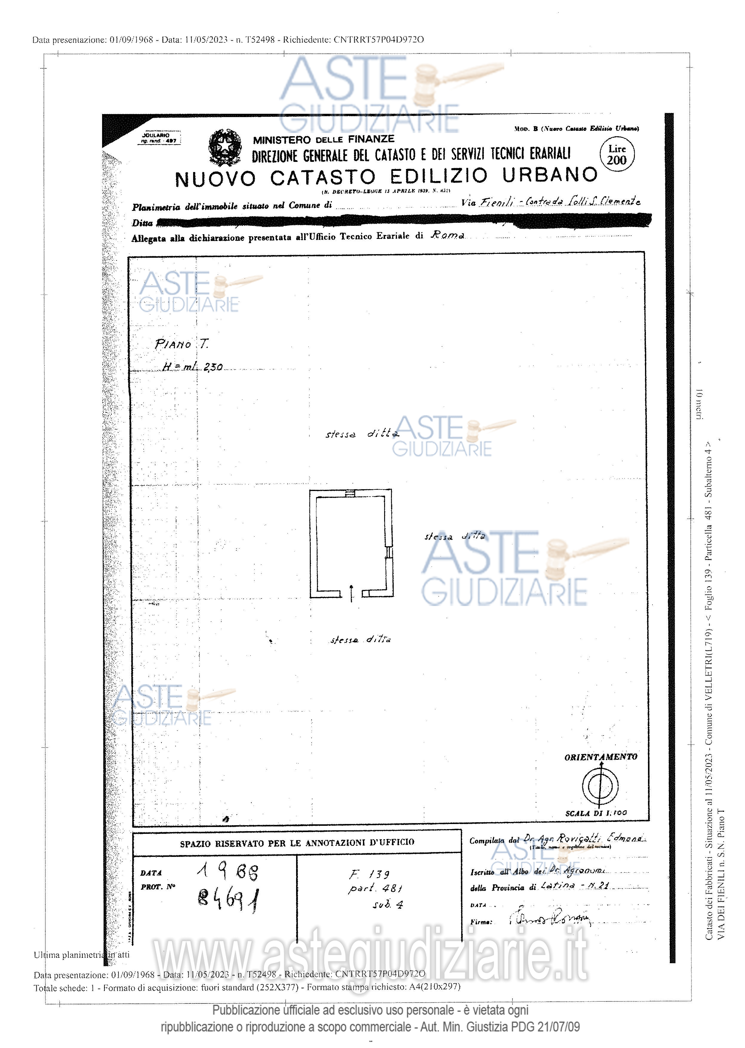 Planimetria del bene