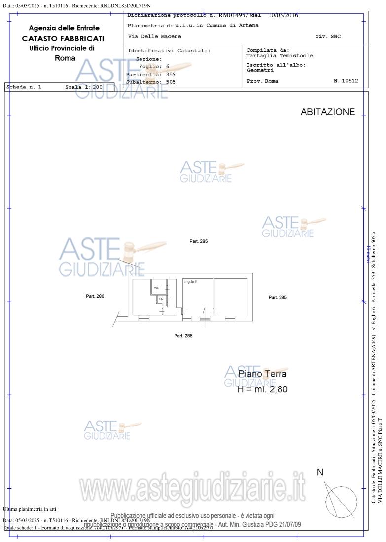 Planimetria del bene