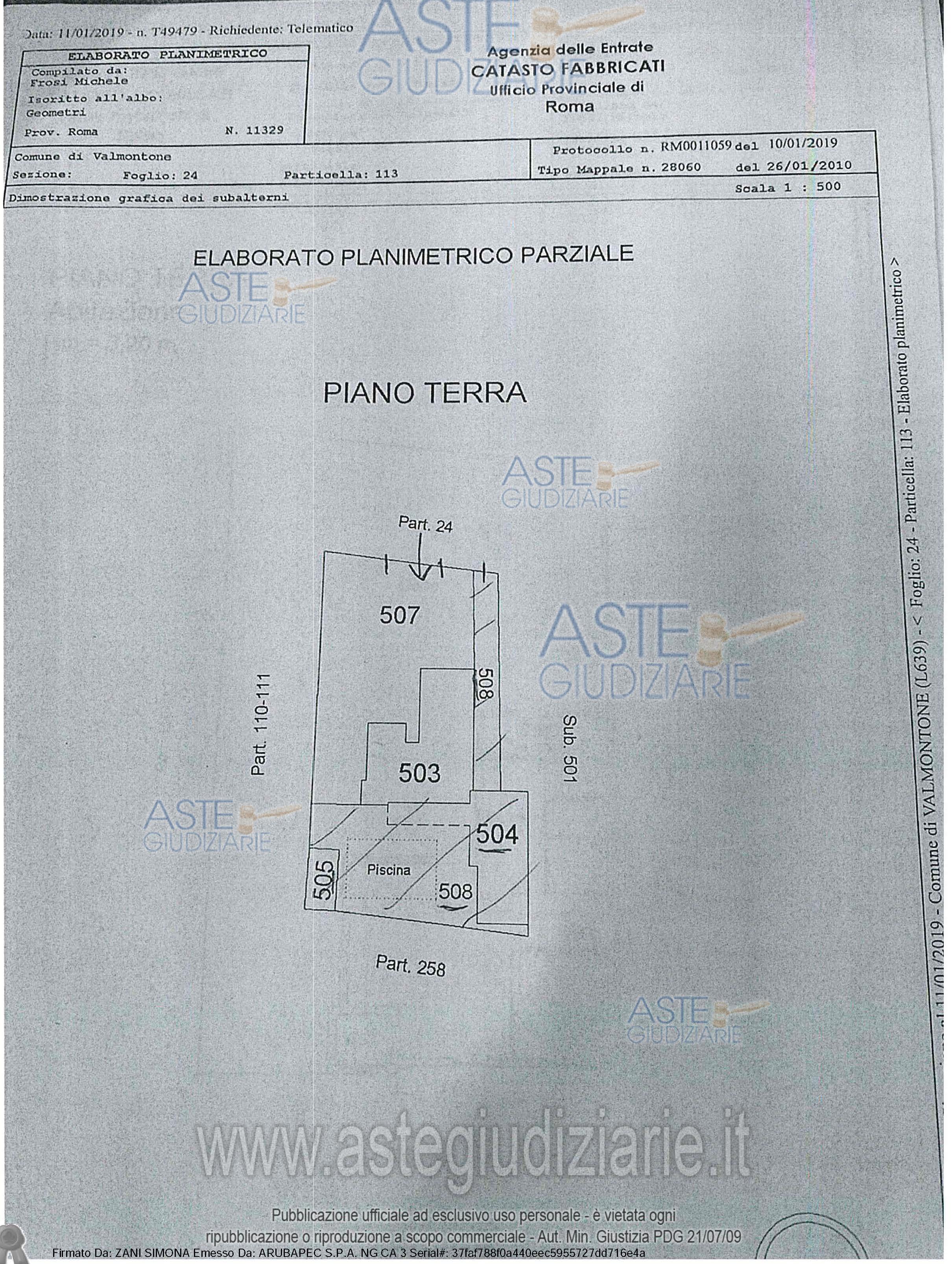 Planimetria del bene