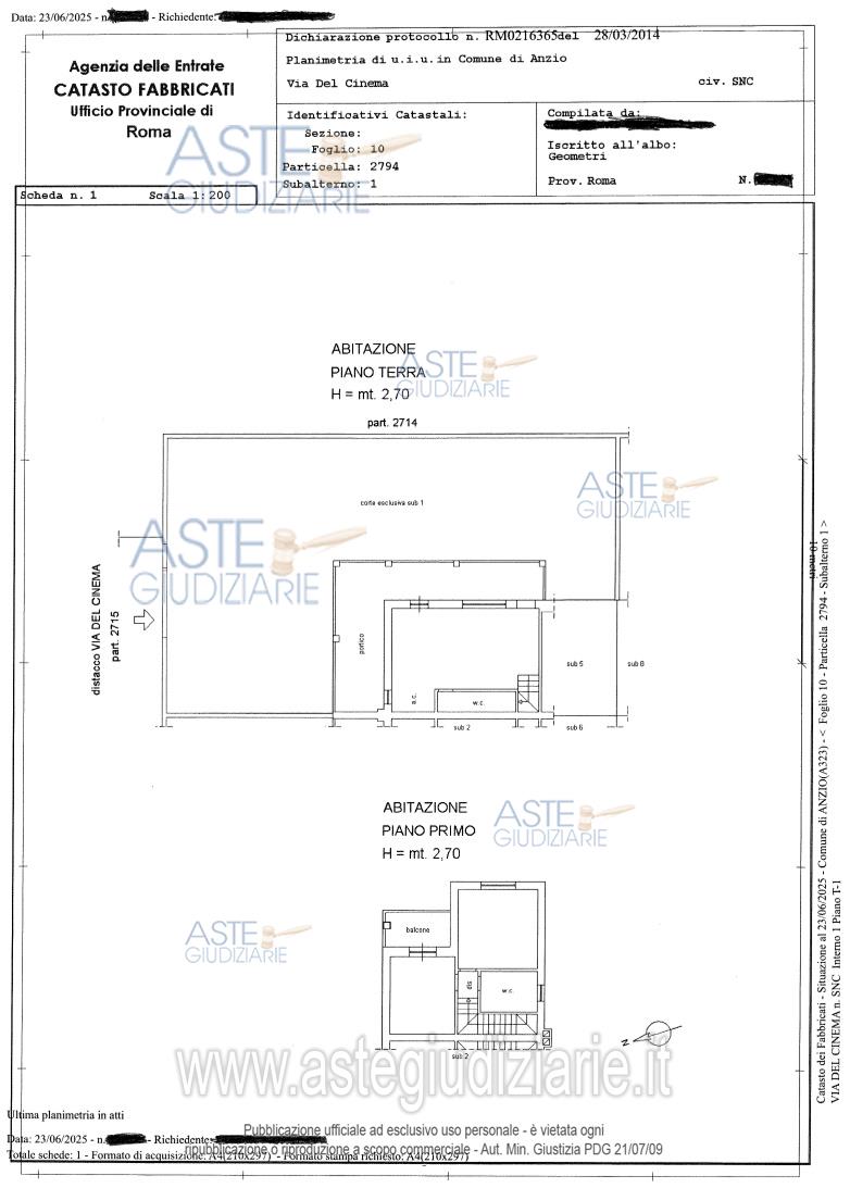 Planimetria del bene
