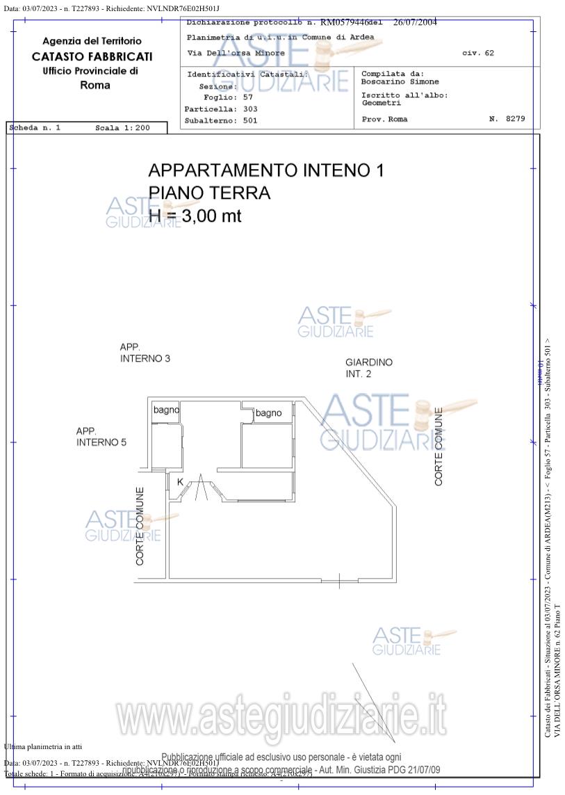 Planimetria del bene
