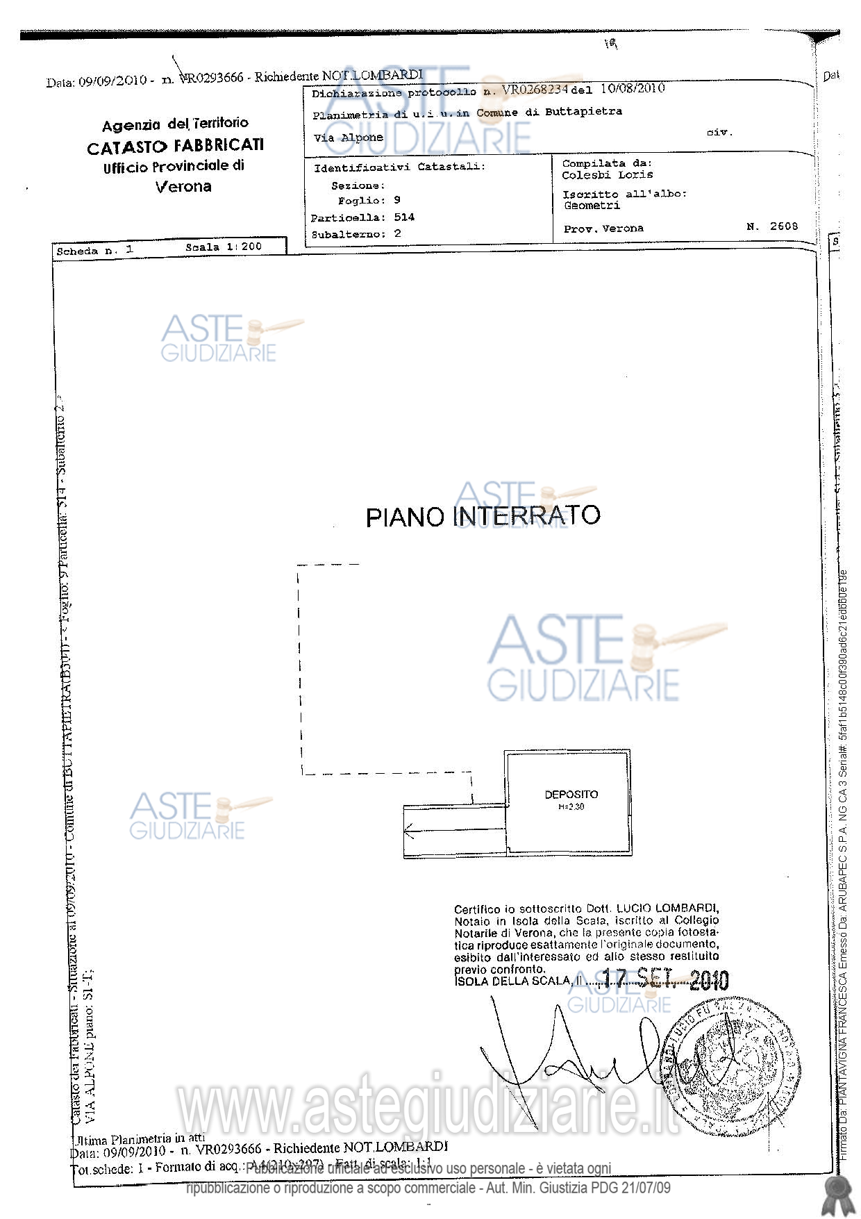 Planimetria del bene