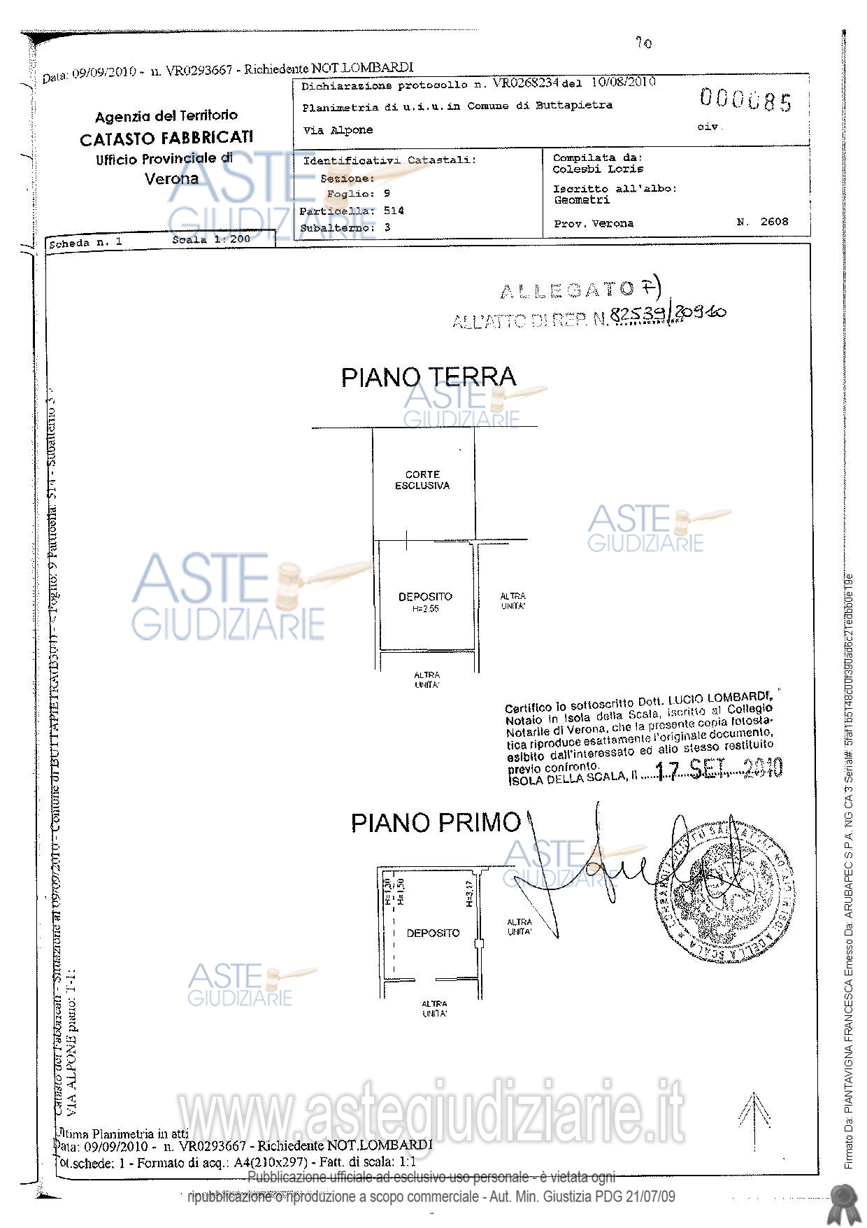 Planimetria del bene