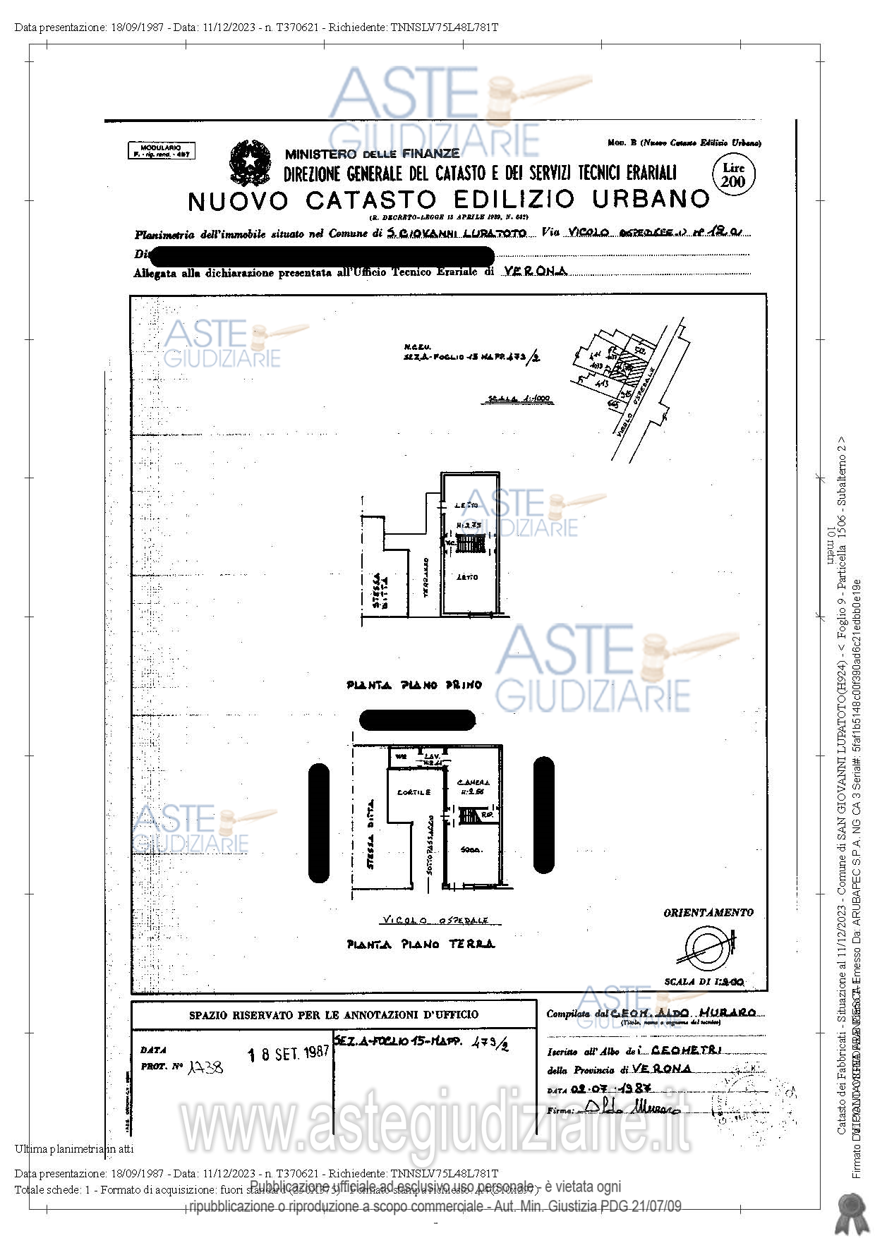 Planimetria del bene